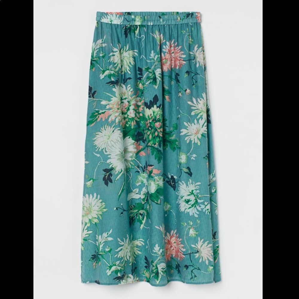 H&M Maxi Skirt with Side Slits, Pockets, and Lining